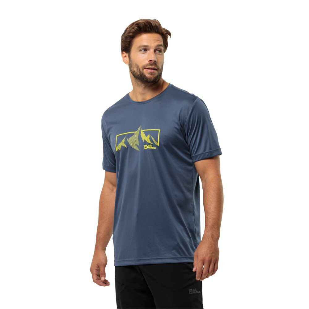 Jack Wolfskin T-Shirt Peak Graphic (atmungsaktiv, geruchshemmend) skyblau Herren