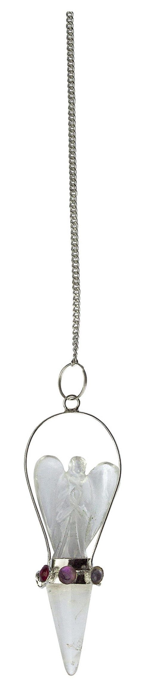 Saraswati Kette und Anhänger Set Pendel Engel Chakra (2x2,5cm), mit Bergkristallspitze (1x2cm) ca.2,5x6
