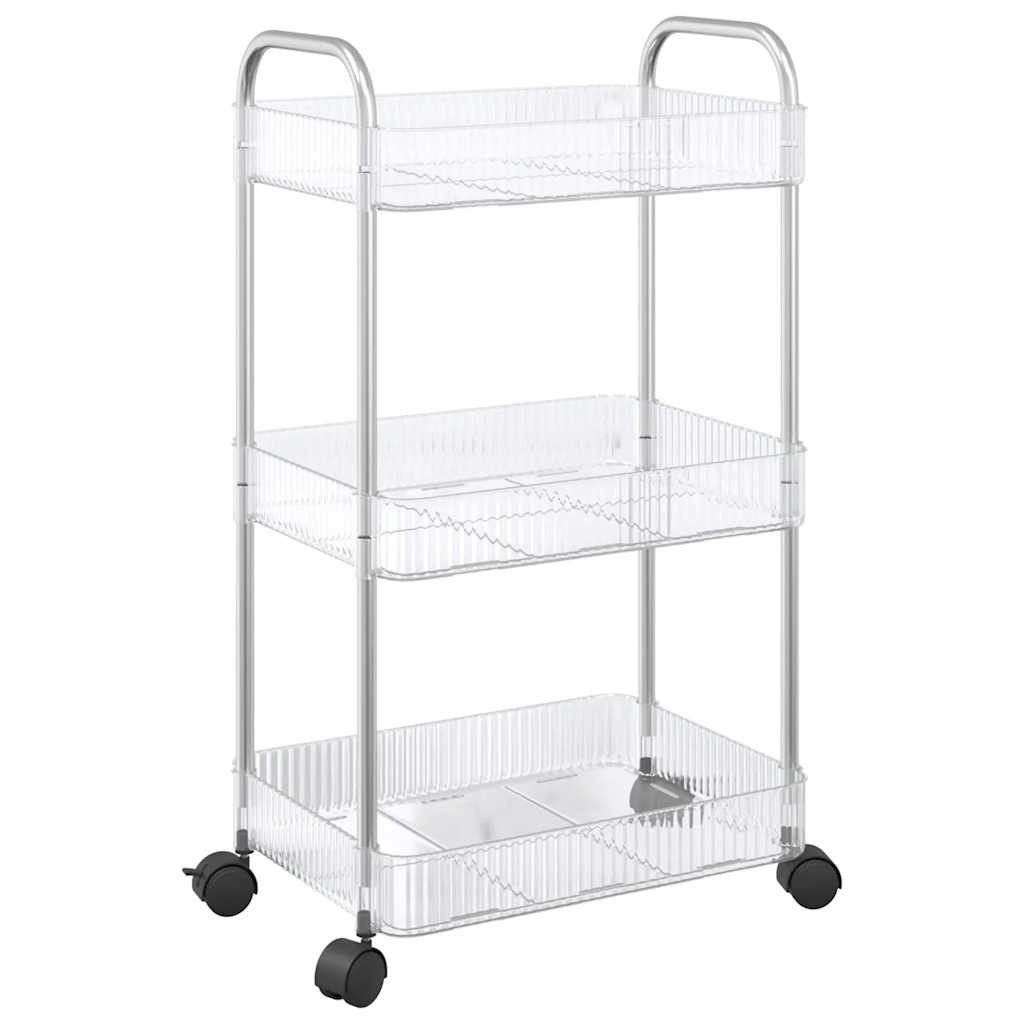 vidaXL Küchenwagen 37 x 28 x 68 cm Küchenwagen Aufbewahrungswagen 3 Etagen Transparent 37