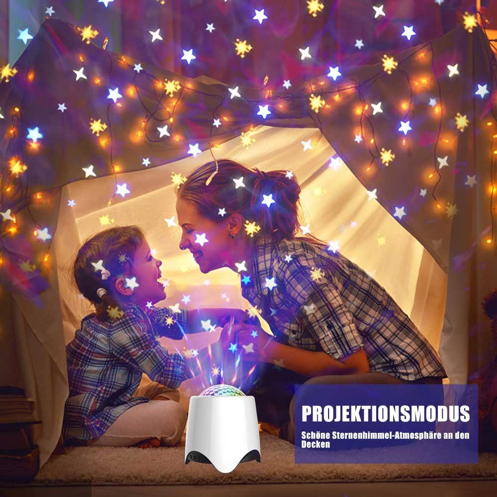 Geburtstag Hochzeit Weiß Fernsteuerung, Bluetooth-Lautsprecher, Timer, Nachtlicht Sternenhimmel für Party mit LED 2 Projektor, USB, LED Dekoration Sunicol