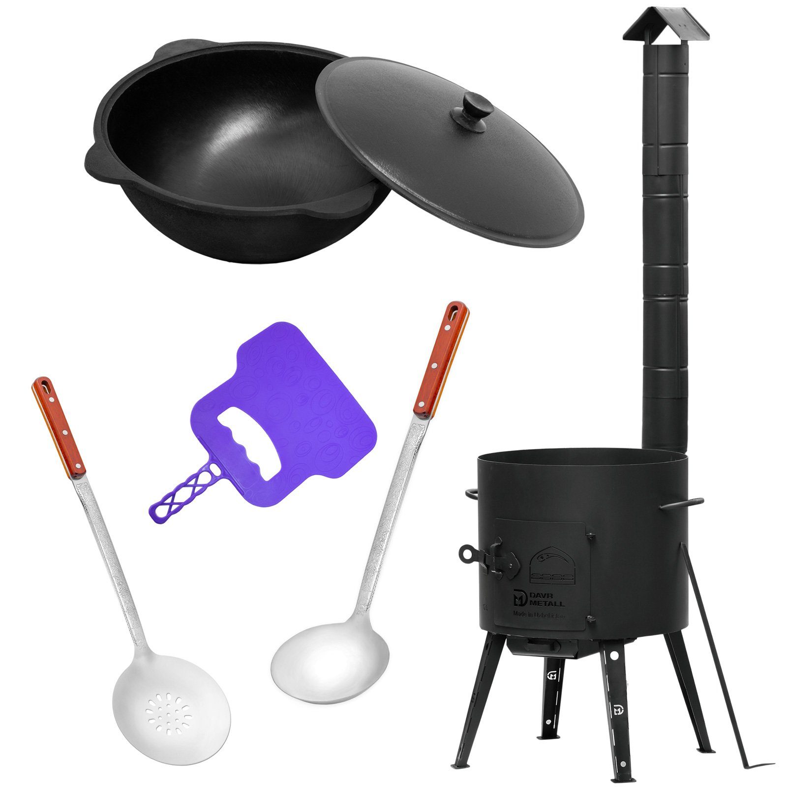 4BIG.fun Feuerstelle Ø44 Uchag Utschak mit Abzugsrohr 16L Kazan Eben, (2mm günstig online kaufen