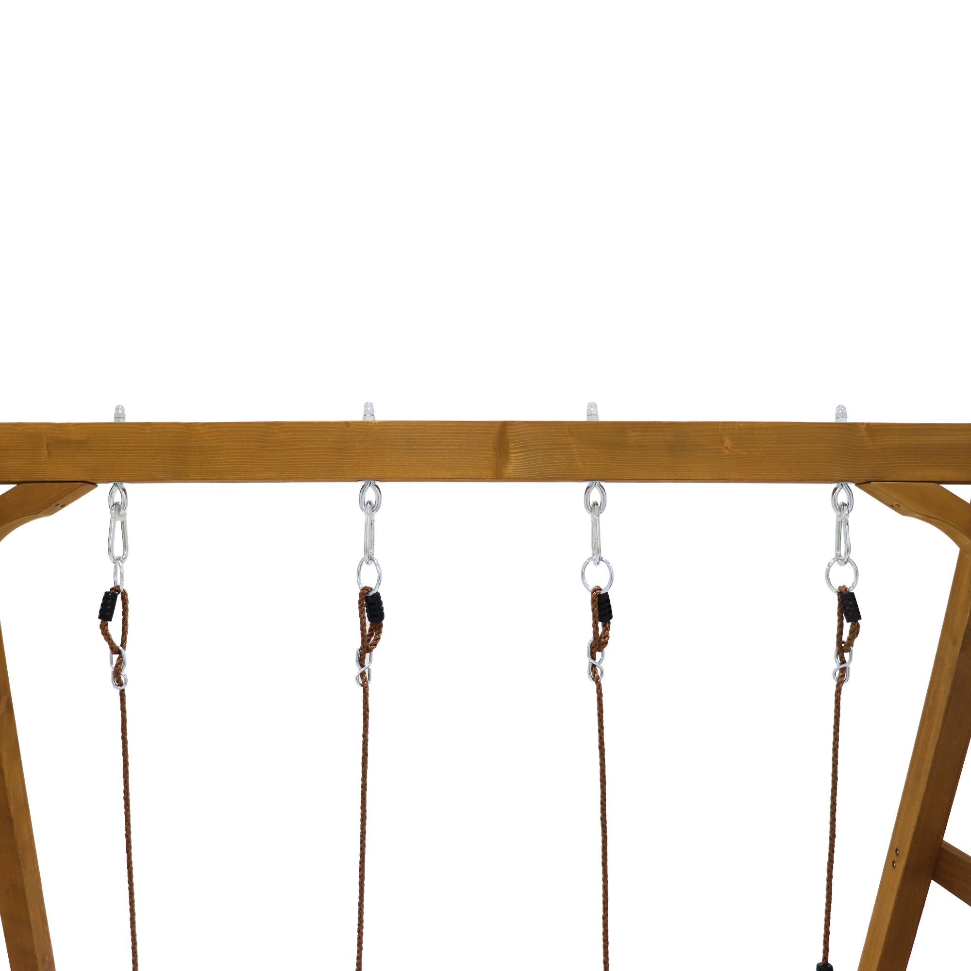 Merax Doppelschaukel aus Holz mit Rutsche, Kinderschaukel