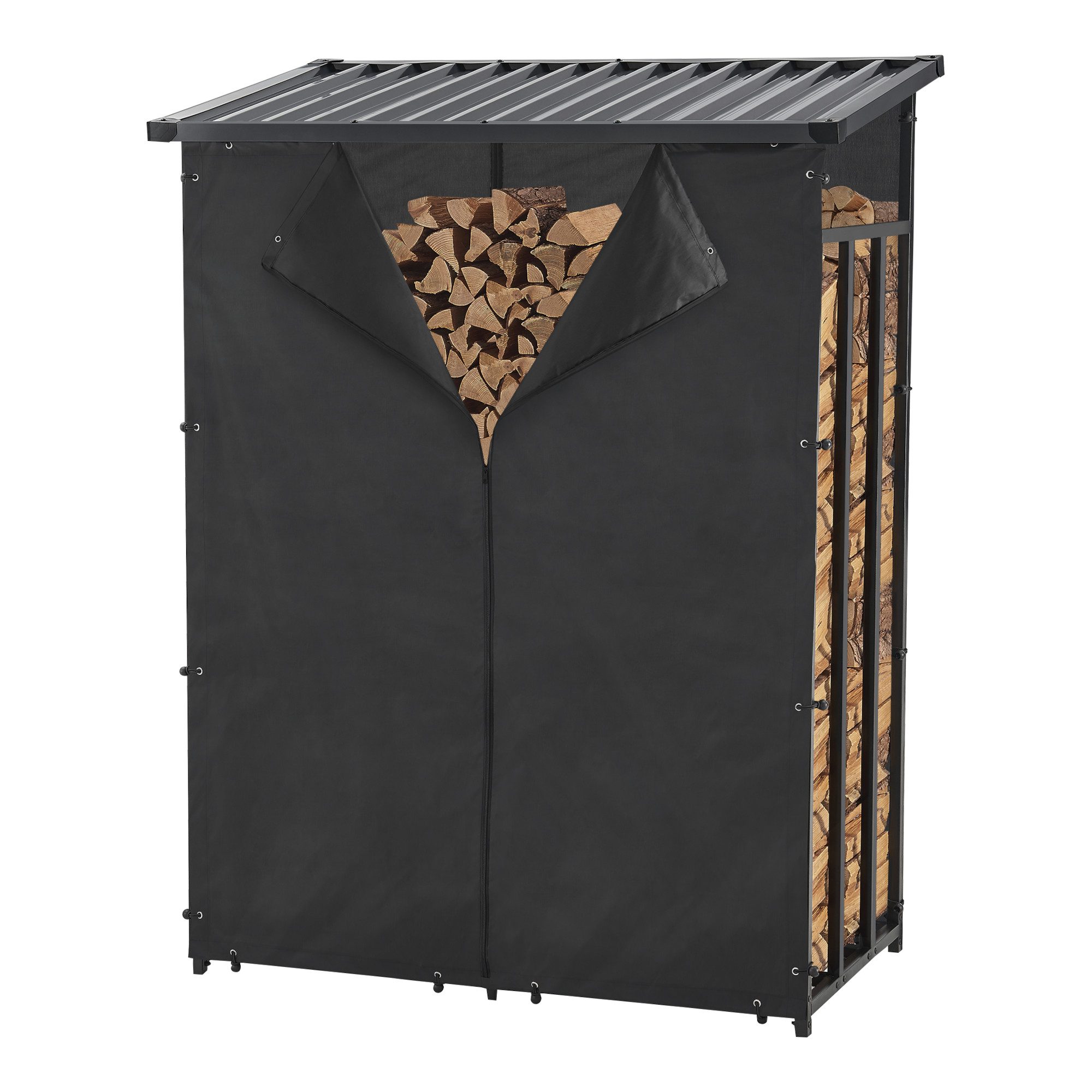 casa.pro Kaminholzregal, BxTxH:130x70x185 cm, »Yakutat« Kaminholzregal 185x130x70cm Schwarz