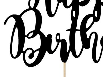 partydeco Tortenstecker, Cake Topper Happy Birthday 22.5cm, schwarz