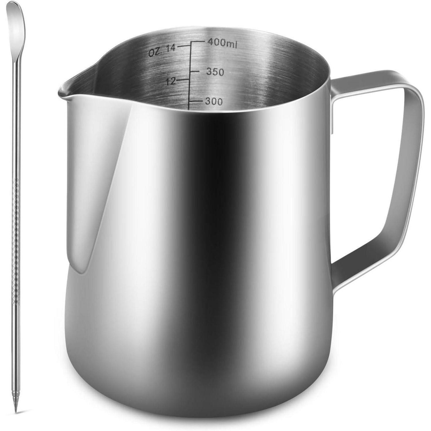 Milchkännchen Milchkännchen 400ml Edelstahl Cappuccino Milchaufschäumer Silber