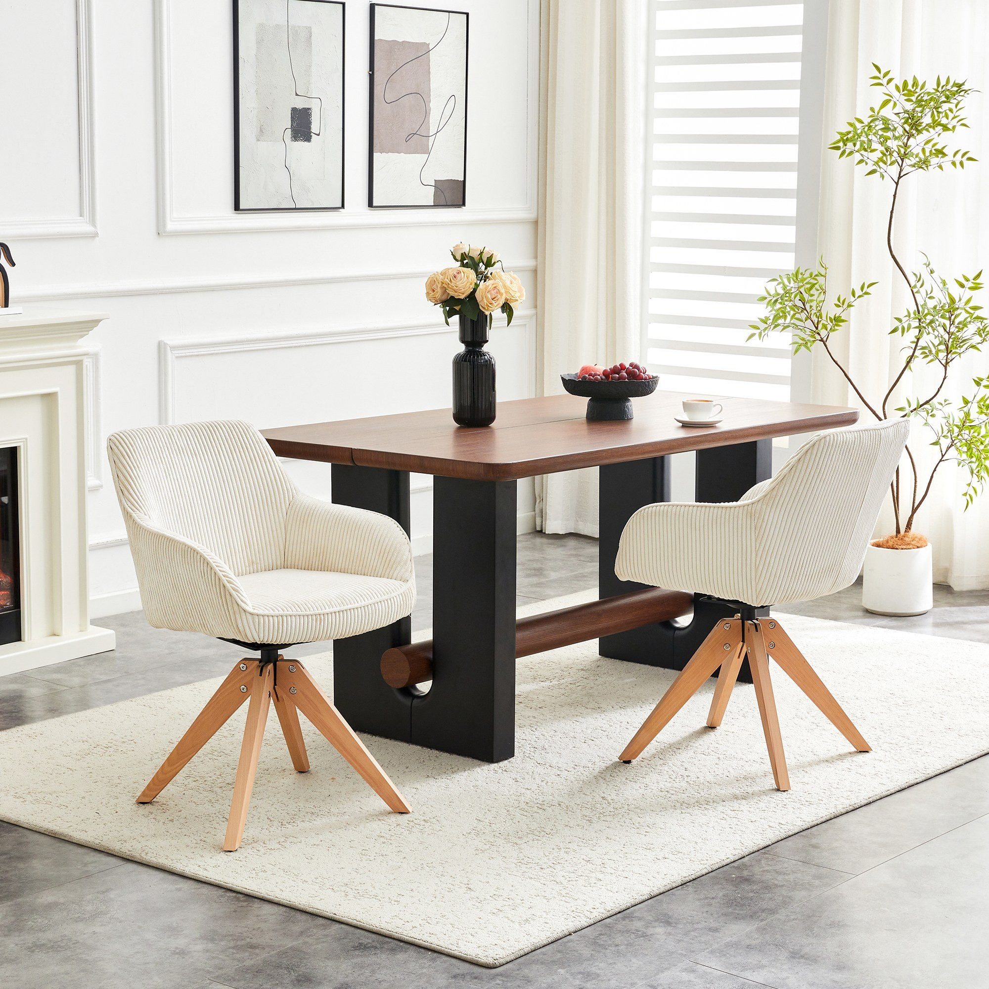 LIVIHOME Esszimmerstuhl NOVA (Set, 2 St), Gepolsterte Sitzfläche, Holzgestell, wohnliches Design und 2er-Set