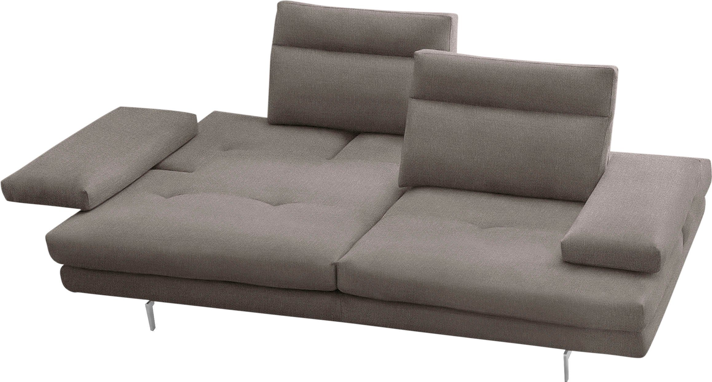 CALIA ITALIA 3-Sitzer Toby Wing, 208 cm breit, Designsofa mit hohem Sitzkomfort, inklusive Sitztiefenverstellung, Füße in Chrom glänzend