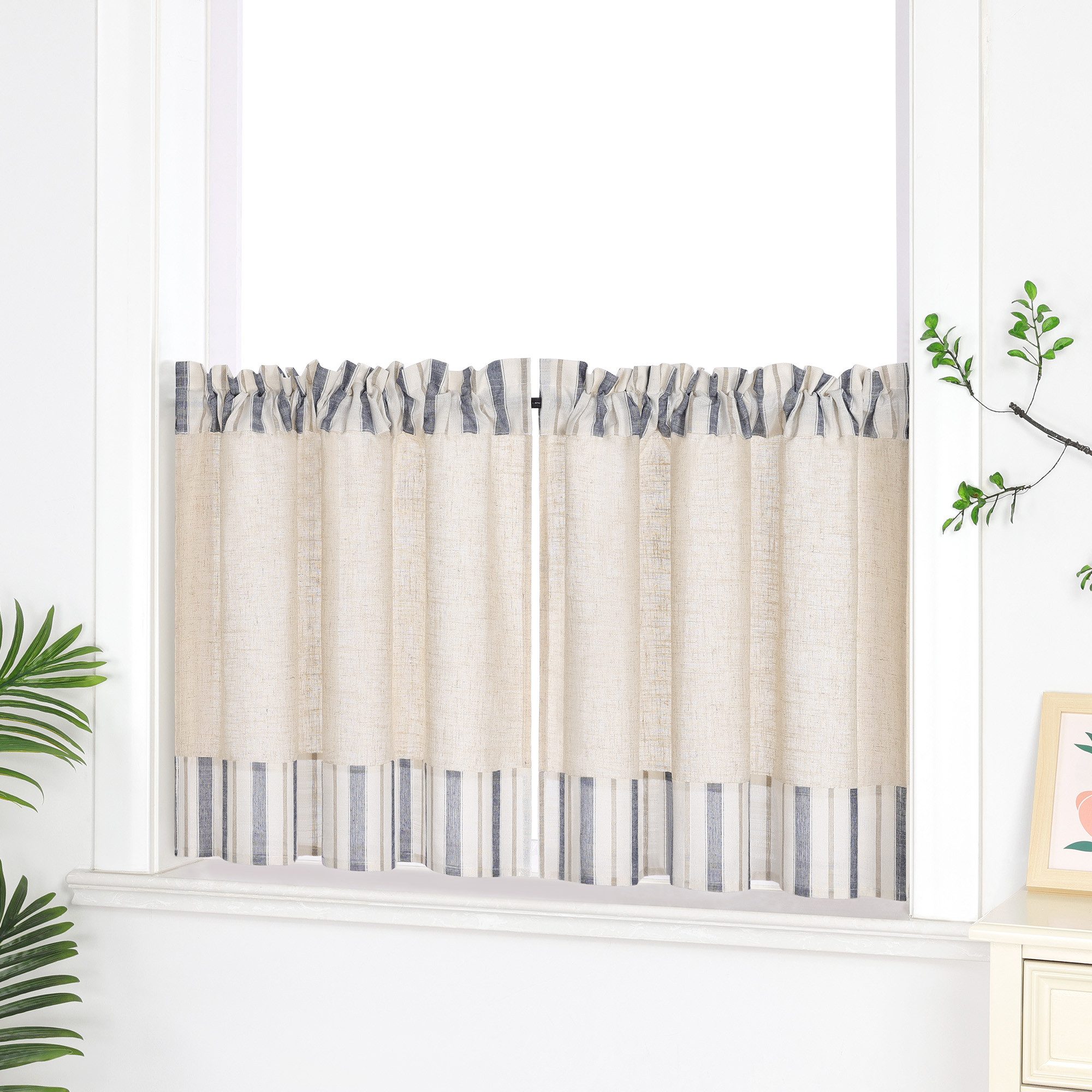 Joyswahl Scheibengardine (1 St), Stangendurchzug, halbtransparent, Leinenop günstig online kaufen