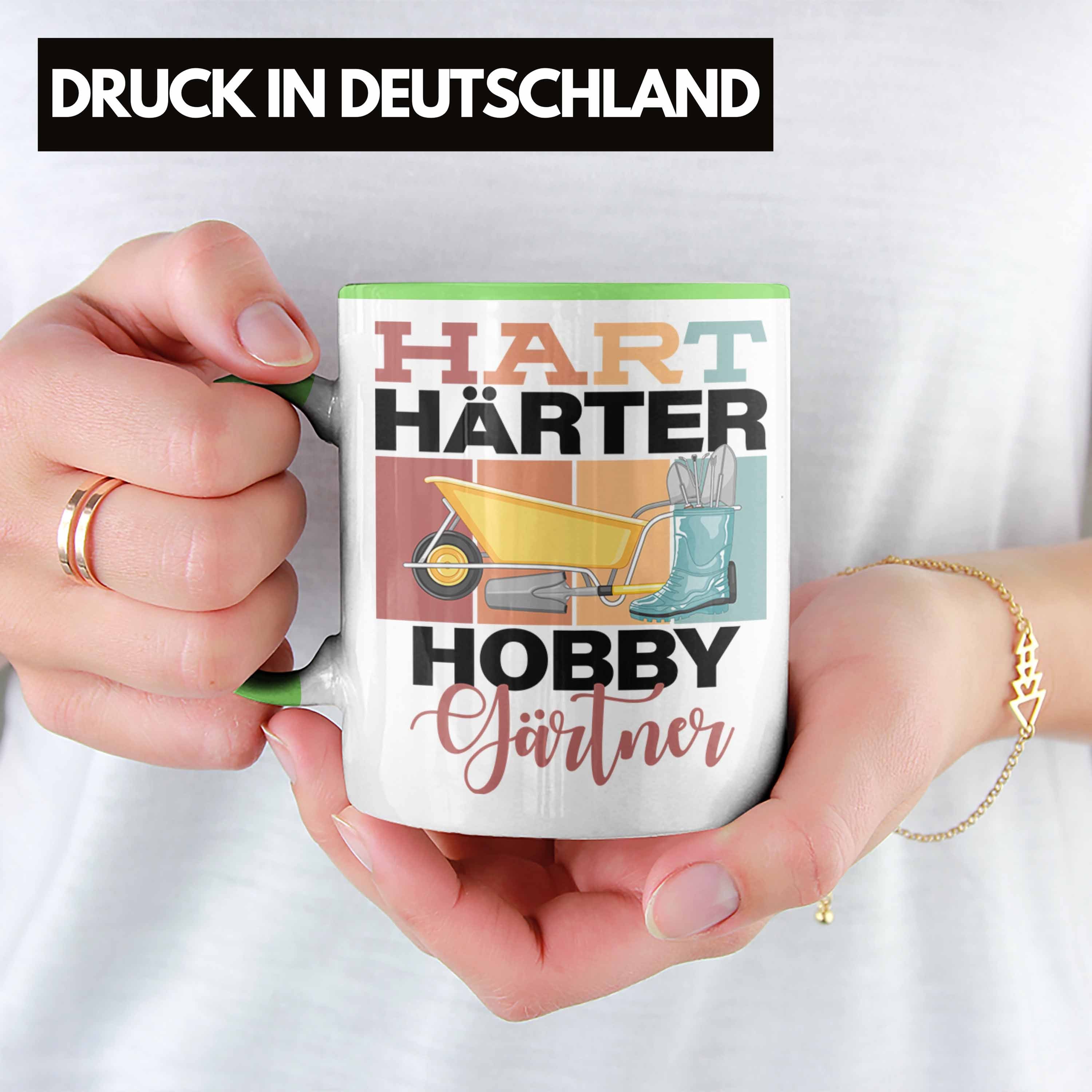 Trendation Tasse Lustige Tasse Härter Spruch Grün "Hart Hobbyg Hobbygärtner Geschenkidee für