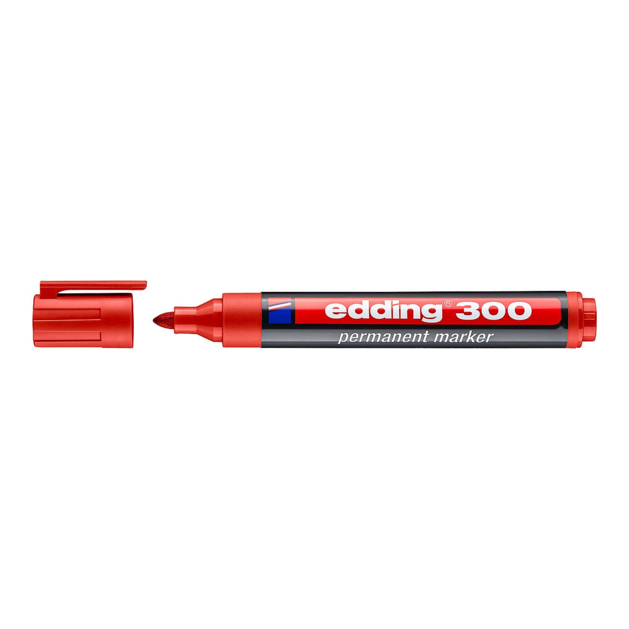 edding Permanentmarker Permanentmarker 300, Rundspitze, 1,5 - 3 mm, rot EDDING 4-300003, (3-tlg)