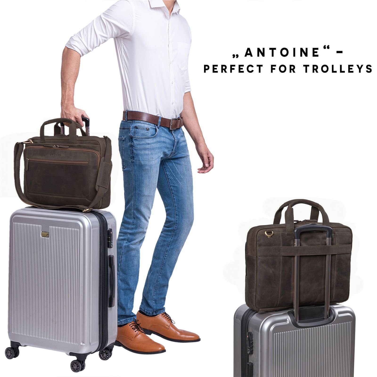 STILORD Laptoptasche "Antoine" Vintage Ledertasche Business