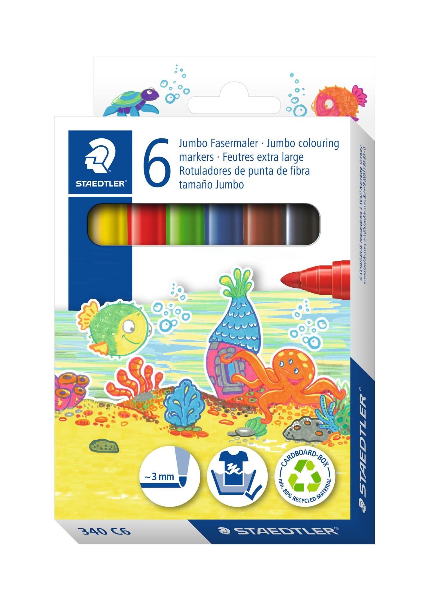 STAEDTLER Malstift Staedtler Fasermaler Jumbo 6ST Etui