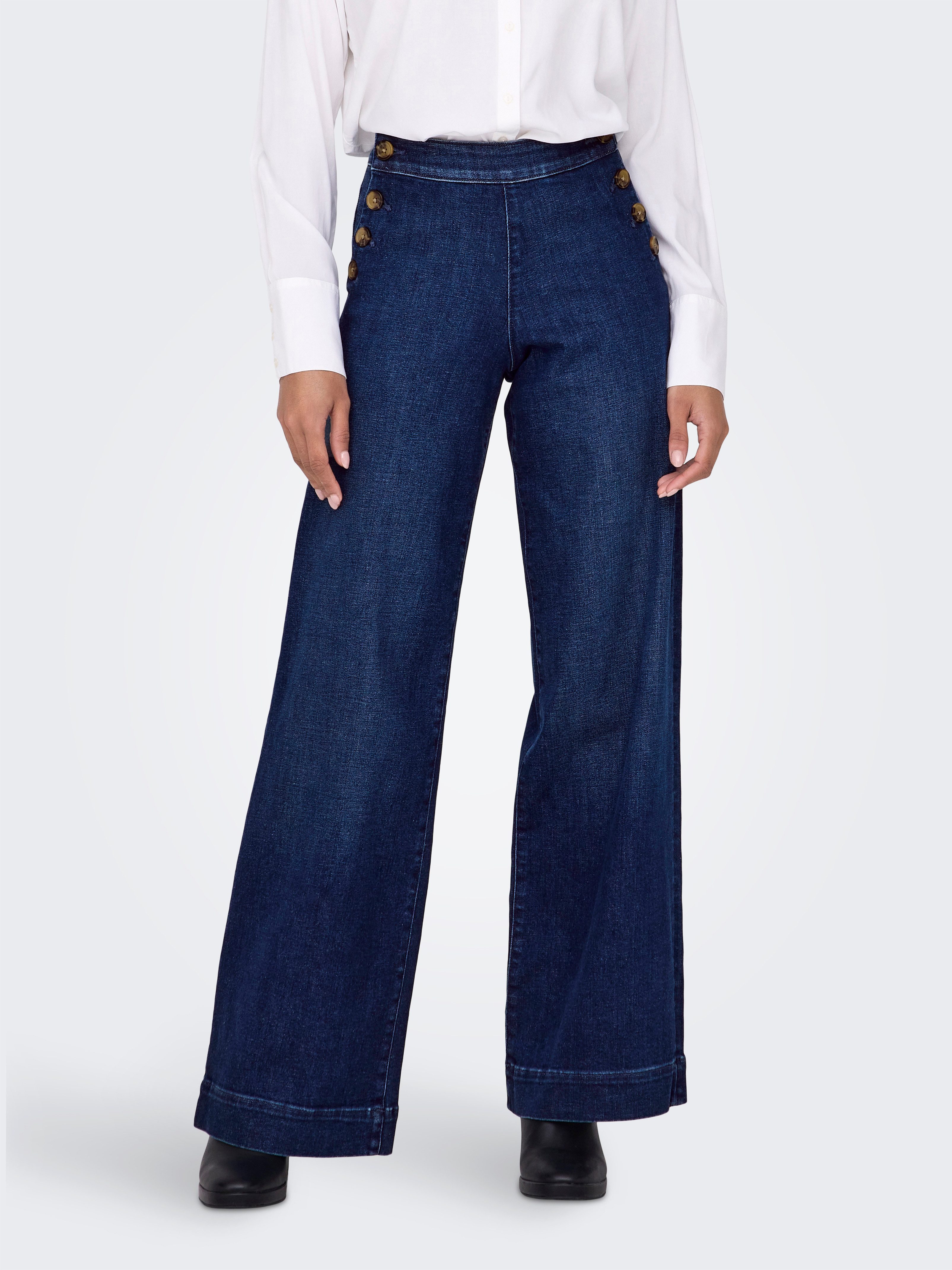 High-waist-Jeans ONLMADISON HW BUTTON WIDE DNM GEN533NOOS