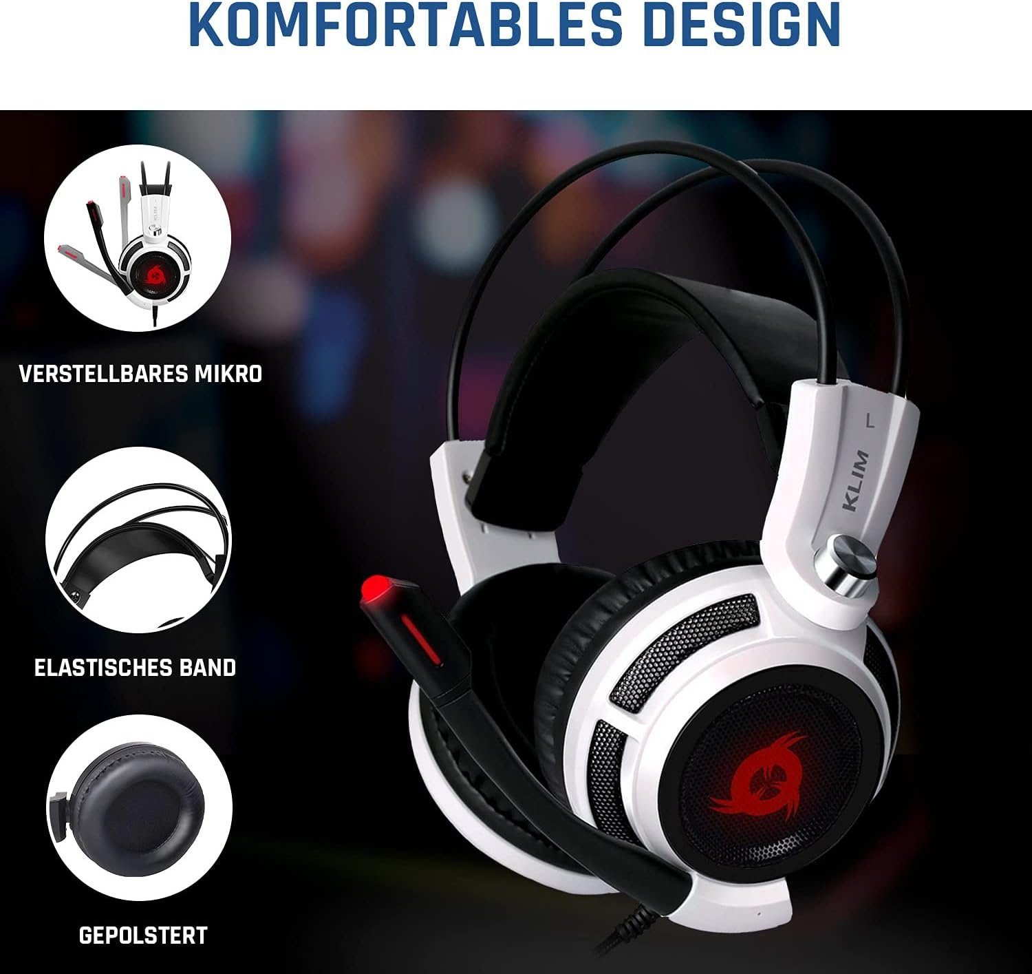 Gaming-Headset KLIM Vibrationen, Integrierte Gamer Headset – – (Headset Klang) 7.1 Surround-Sound Hochqualitativer mit Micro
