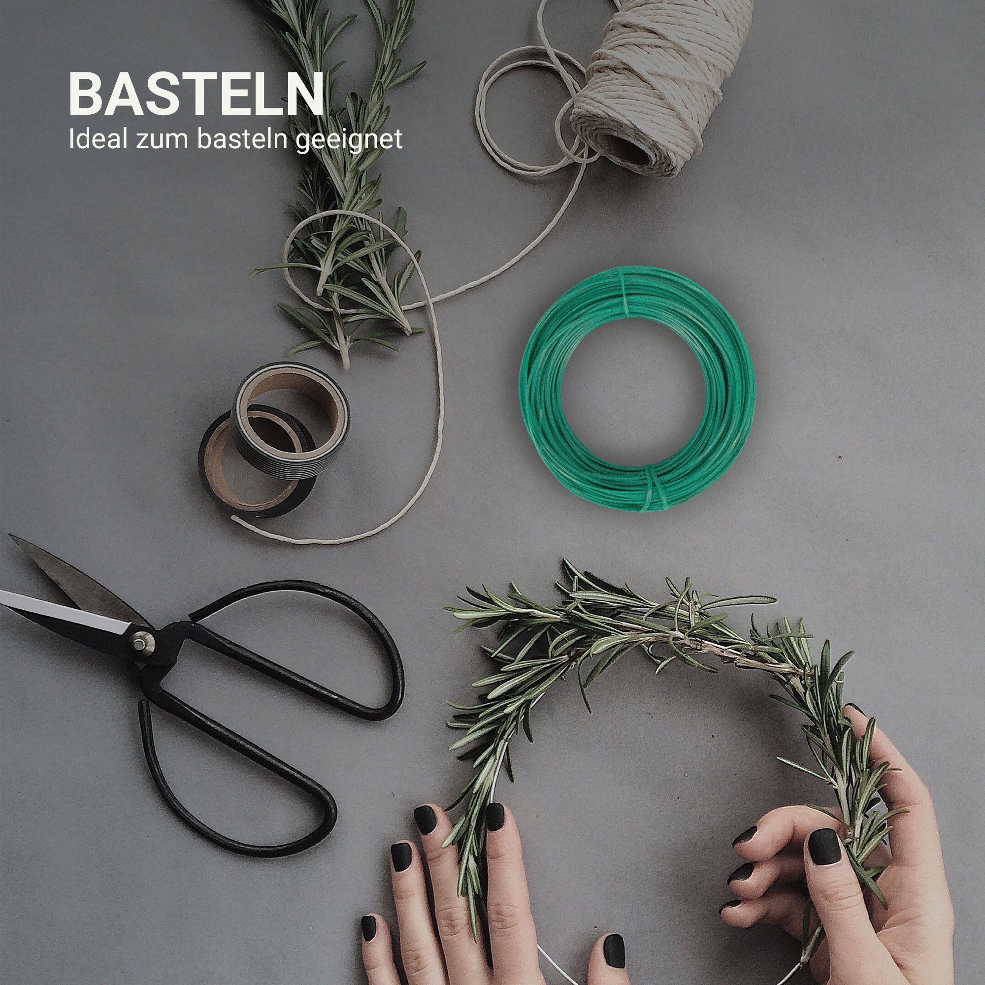 Bestlivings Bindedraht BD-04947, (1St), Blumendraht mit Abschneidevorrichtung, 8 Rollen (je 30m), Rostfrei