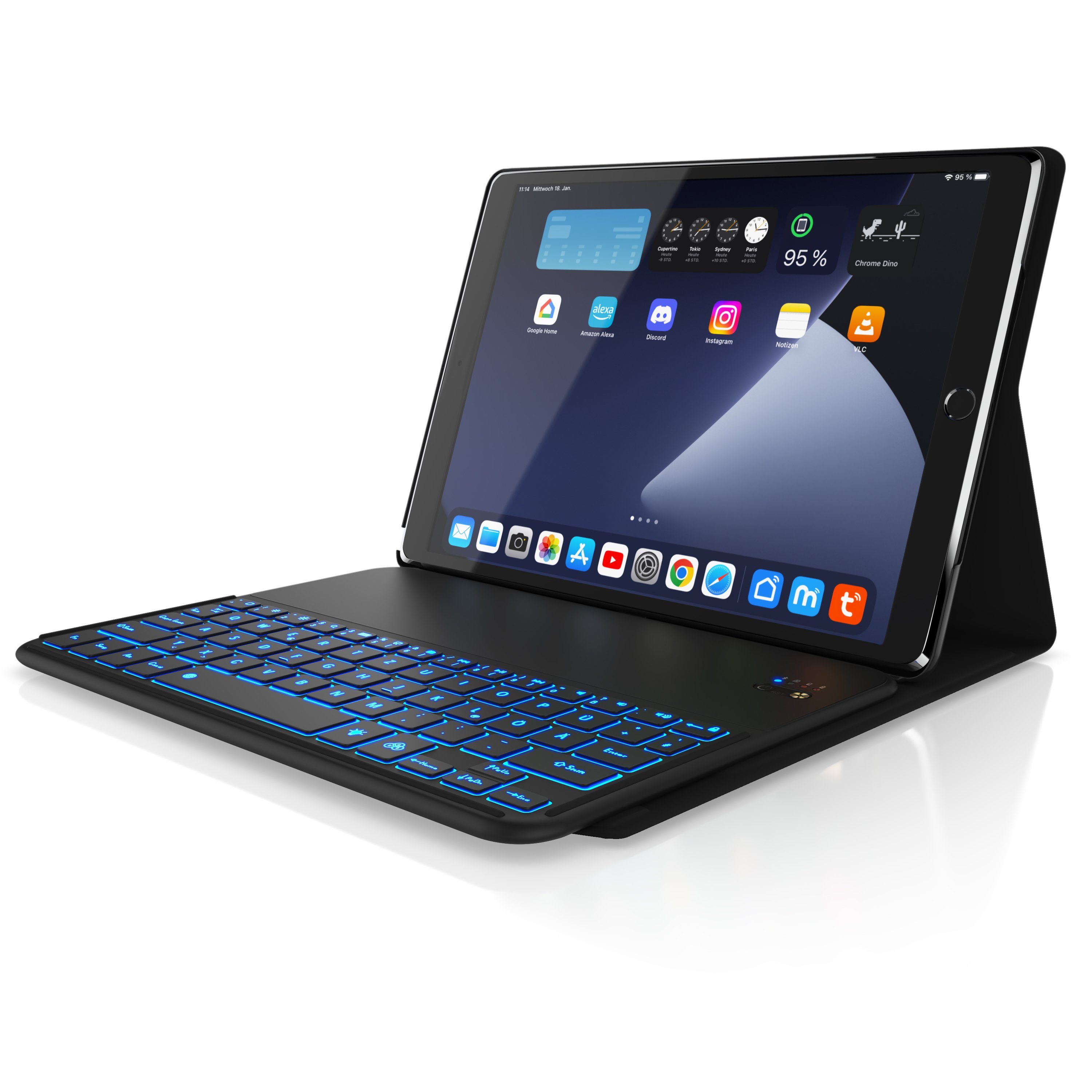 Aplic Kunstledercase für iPad Pro 10,5", Bluetooth Keyboard mit Apple Layout Tablet-Tastatur (zum Tippen unterwegs, Schutzhülle und Ständer in einem)