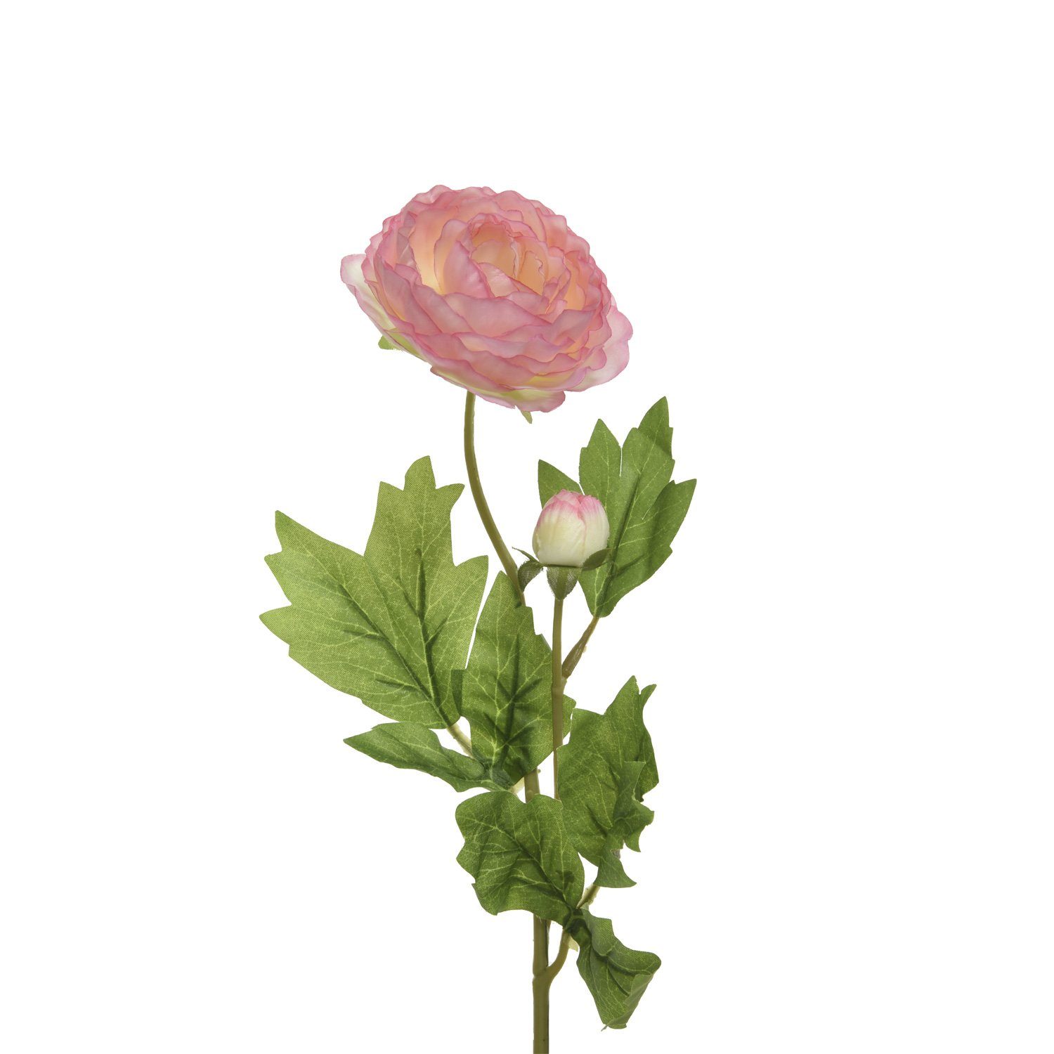 Kunstblume Ranunkel mit Blüte und Knospe am Stiel Kunstblume Dekoblume H: 57cm, MARELIDA, Höhe 57 cm
