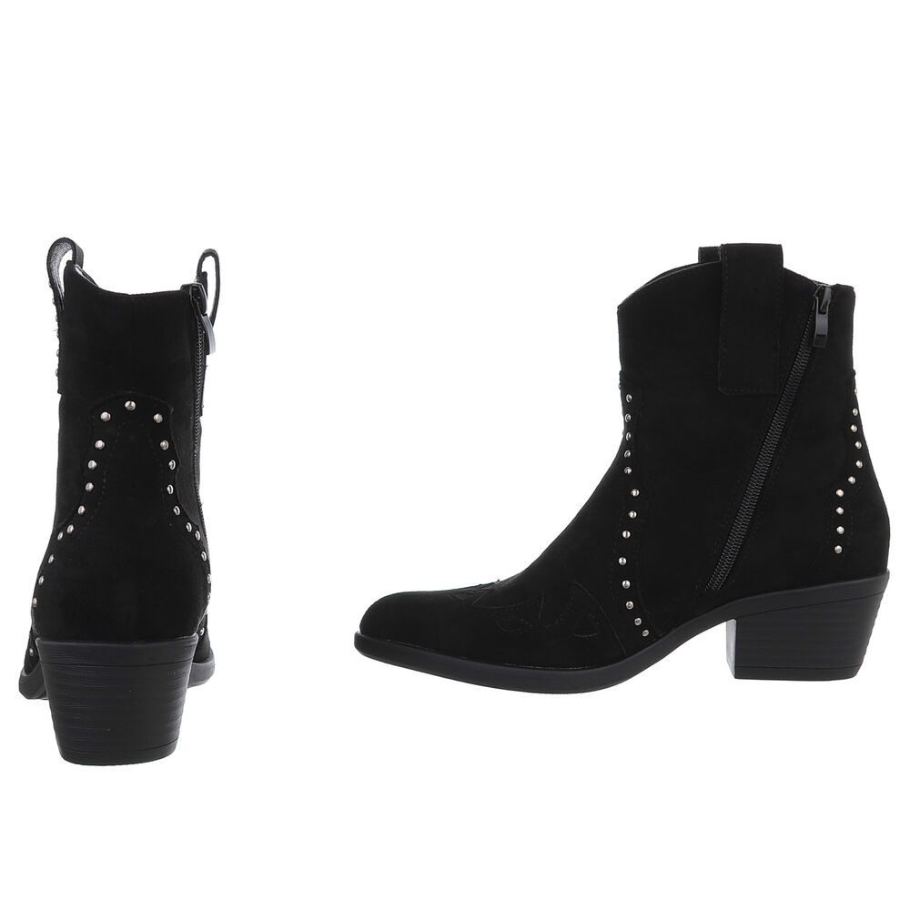 Ital-Design Damen Cowboyboots Western Westernstiefelette (88812578) Blockabsatz Stiefeletten in Schwarz – Bild 5 von 5