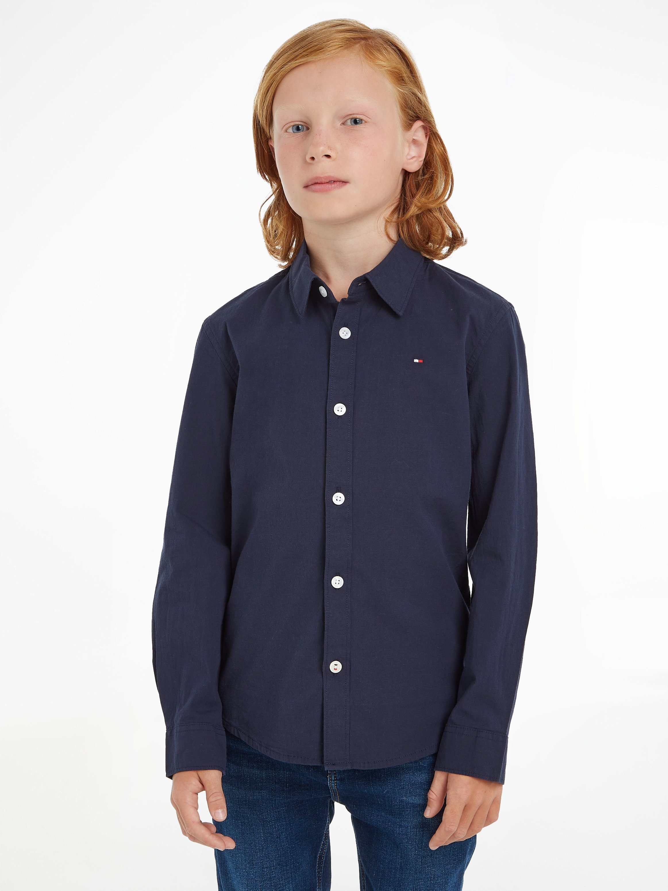 Tommy Hilfiger Langarmhemd SOLID STRETCH Kids MiniMe,für L/S Junior Jungen POPLIN SHIRT Kinder