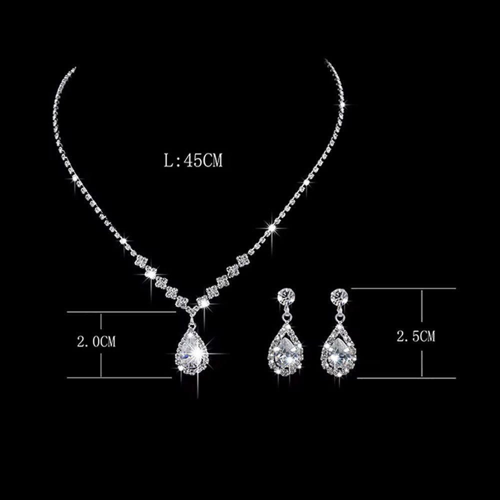 Taffstyle Schmuckset Elegantes Schmuck Set Halskette & Ohrringe Tropfen Design mit Zirkonia (Funkelndes Set aus Kette und Ohrringen mit glitzernden Zirkonia-Steinen – perfekt für Abendmode und besondere Anlässe), mit Zirkonia