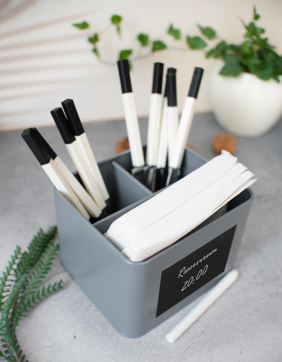 Sendez Besteckhalter aus Metall mit Serviettenhalter Besteckbehälter Beste