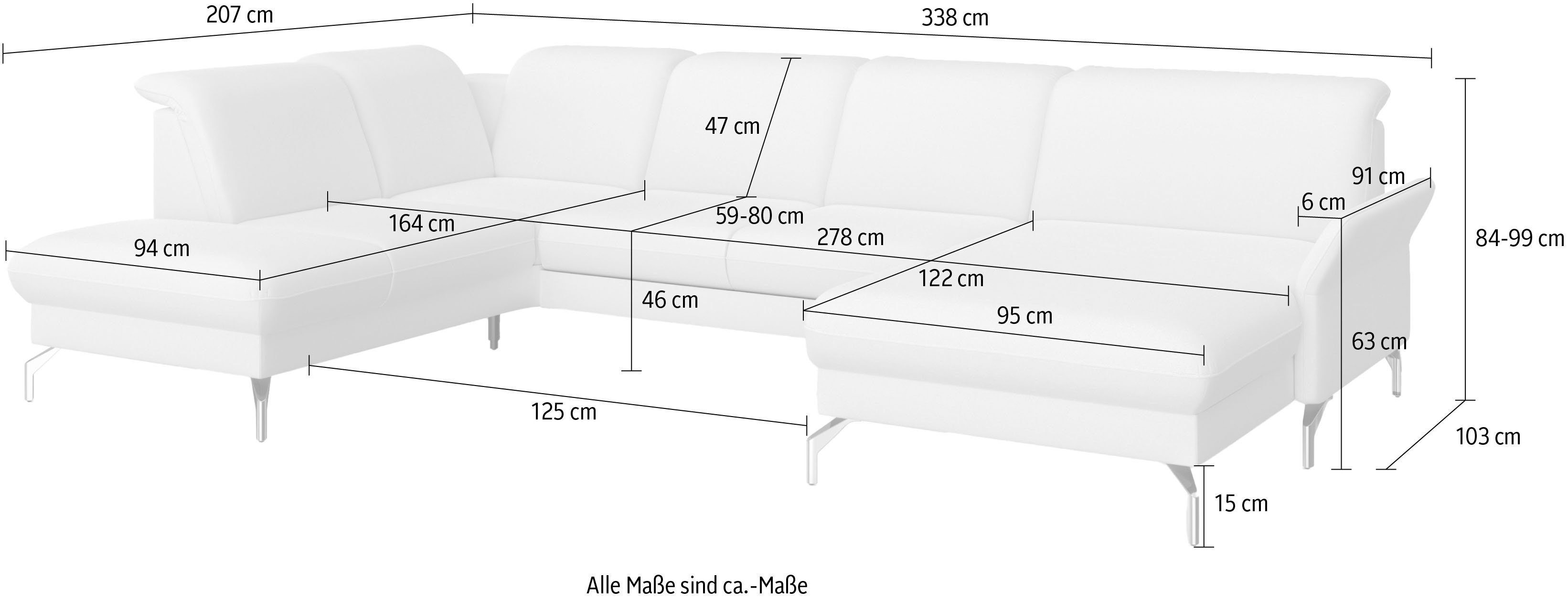 sit&more Wohnlandschaft Fashion, wahlweise Metallfüße mit motorisch, Kopfteilverstellung, Vorziehsitz