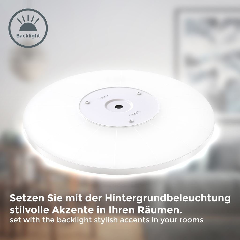 B.K.Licht Deckenleuchte Deckenlampe Ultraflach Backlight 4000K 22W 3000lm - BKL1312, LED fest integriert, Neutralweiß, Memory indirektes Licht Weiß 420x29mm (DxH) IP20
