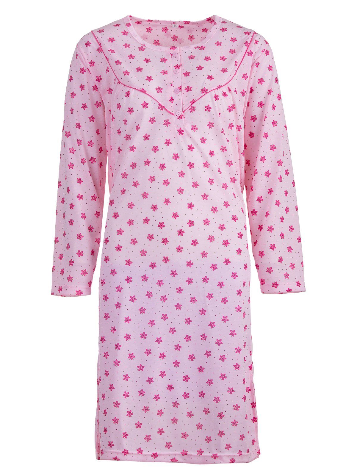 Lucky Nachthemd Nachthemd Langarm - Blüten Pünktchen rosa | Nachthemden
