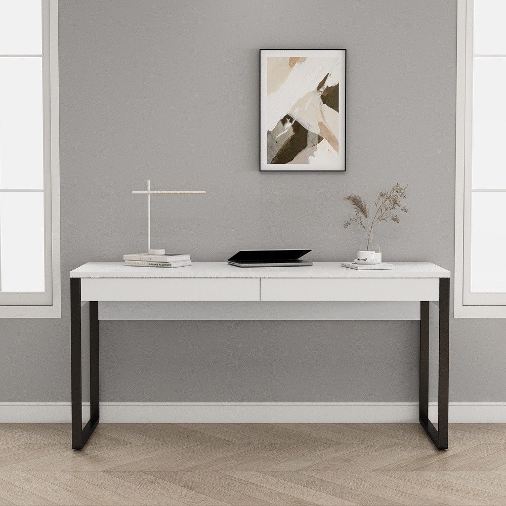 OTTO home Schreibtisch Moid, Computertisch im modernen Design, Breite 120/140/160 cm, mit Metallbeinen & Schublade