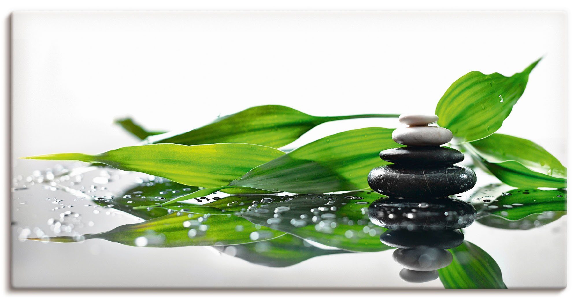 Artland Leinwandbild Spa mit Steinen und Bambus, Zen (1 St), auf Holzrahmen gespannt