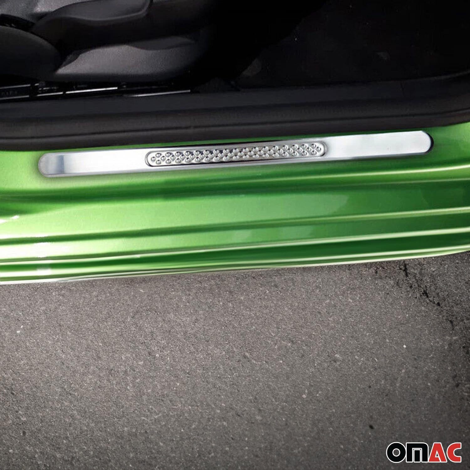 OMAC Zierleisten-Aufkleber Einstiegsleisten für Hyundai Accent 2010-2017 Edelstahl Silber 2tlg, (2tlg), Langlebig,Einfache Reinigung,Einfache Installation,Rostbeständig