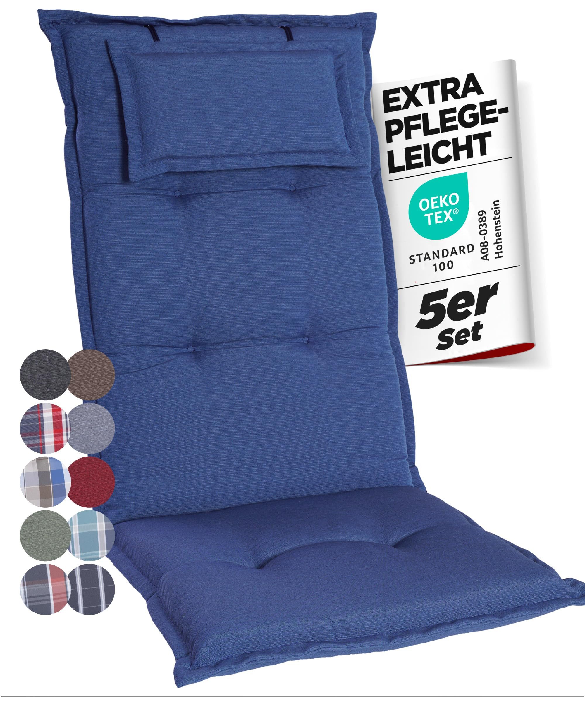 Gardisun Auflagekissen Gartenstuhlauflagen Polyester 6,5cm Hoch, Kopfteil, (Extra dicke Sitzauflage, 1-8er Set, versch. Muster)