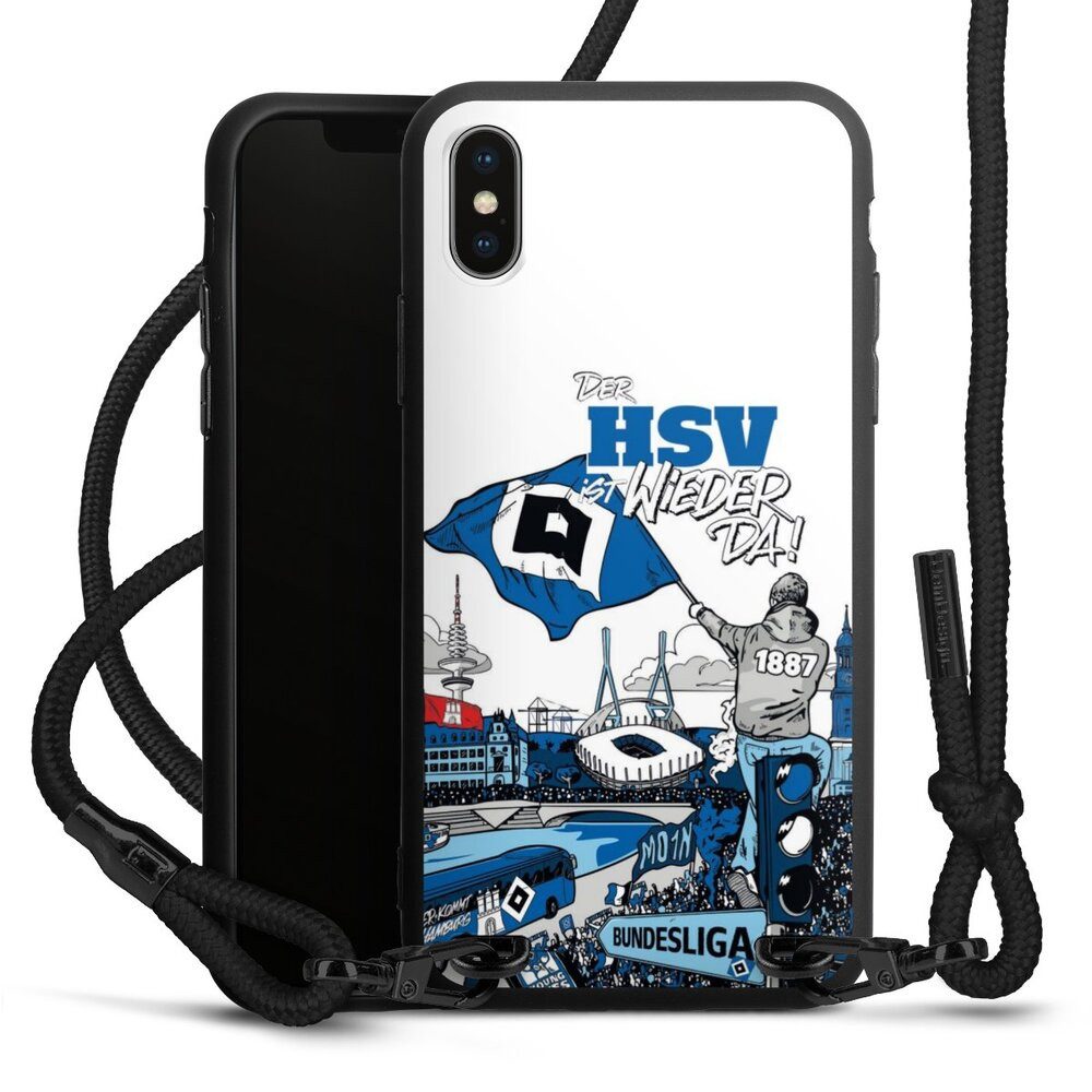 DeinDesign Handyhülle Hamburger SV Offizielles Lizenzprodukt Aufstieg, Apple iPhone Xs Premium Handykette Hülle mit Band Case zum Umhängen
