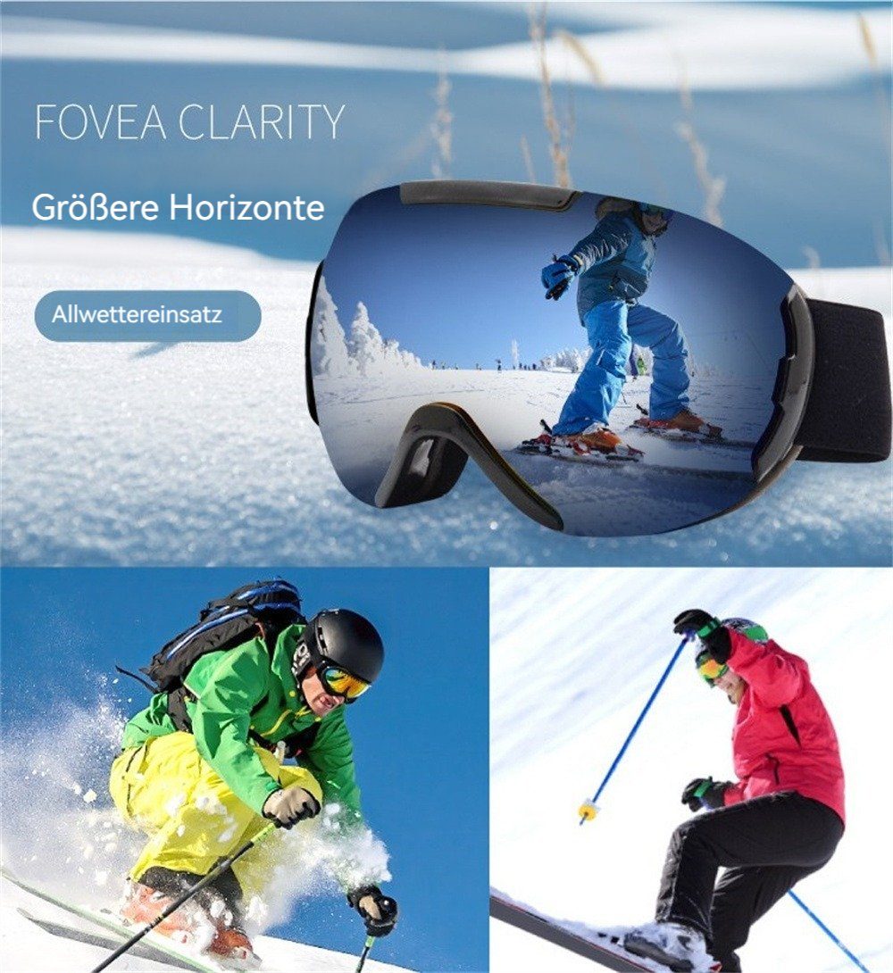 praktischer Schutzbrille, sphärischer Skibrille Anti-Beschlag-Beschichtung Skibrille (1-St), Dekorative blau UV-Schutz, Schutz, mit Winter UV Snowboardbrille,