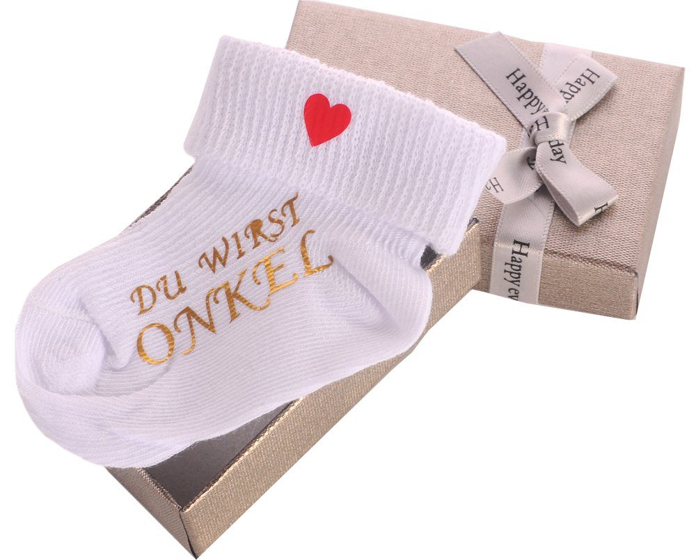 Opa Oma Weiß einfach) (Socke Bortini und Geschenkidee / mit Socke Neugeborenen-Geschenkset Opa La Geschenkbox Ankündigung Papa