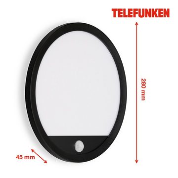 Telefunken LED Außen-Wandleuchte 313705TF, LED fest verbaut, Neutralweiß, Außenleuchte IP44 Bewegungsmelder 2000lm Ø 28cm