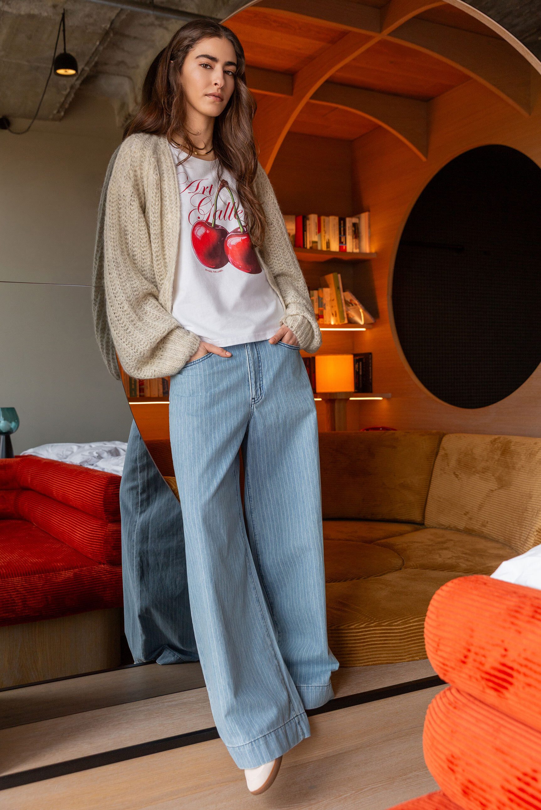 SENSES.THE LABEL Weite Jeans mit Vintage-Waschung