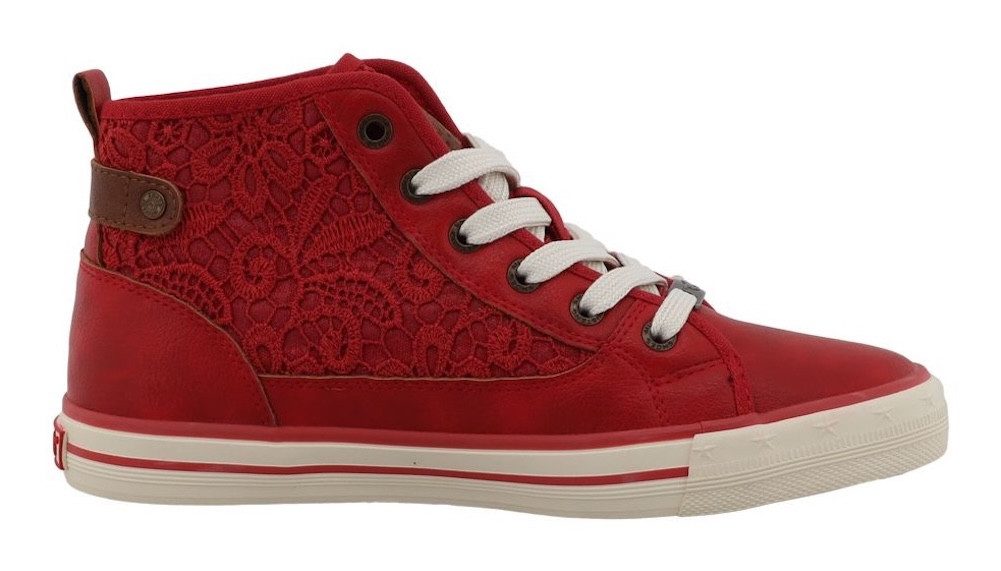 Mustang Shoes Winona Sneaker Schnürboots, High Top-Sneaker mit Blüten-Stickerei – Bild 5 von 5