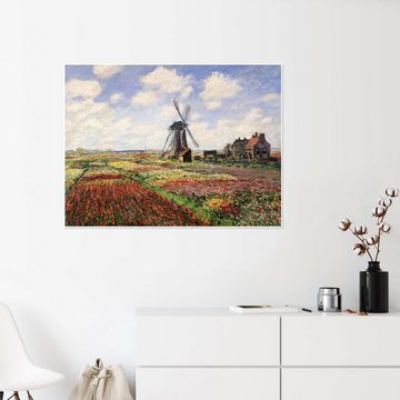 Posterlounge Poster Claude Monet, Tulpenfelder bei der Windmühle von Rijnsburg, Wohnzimmer Malerei