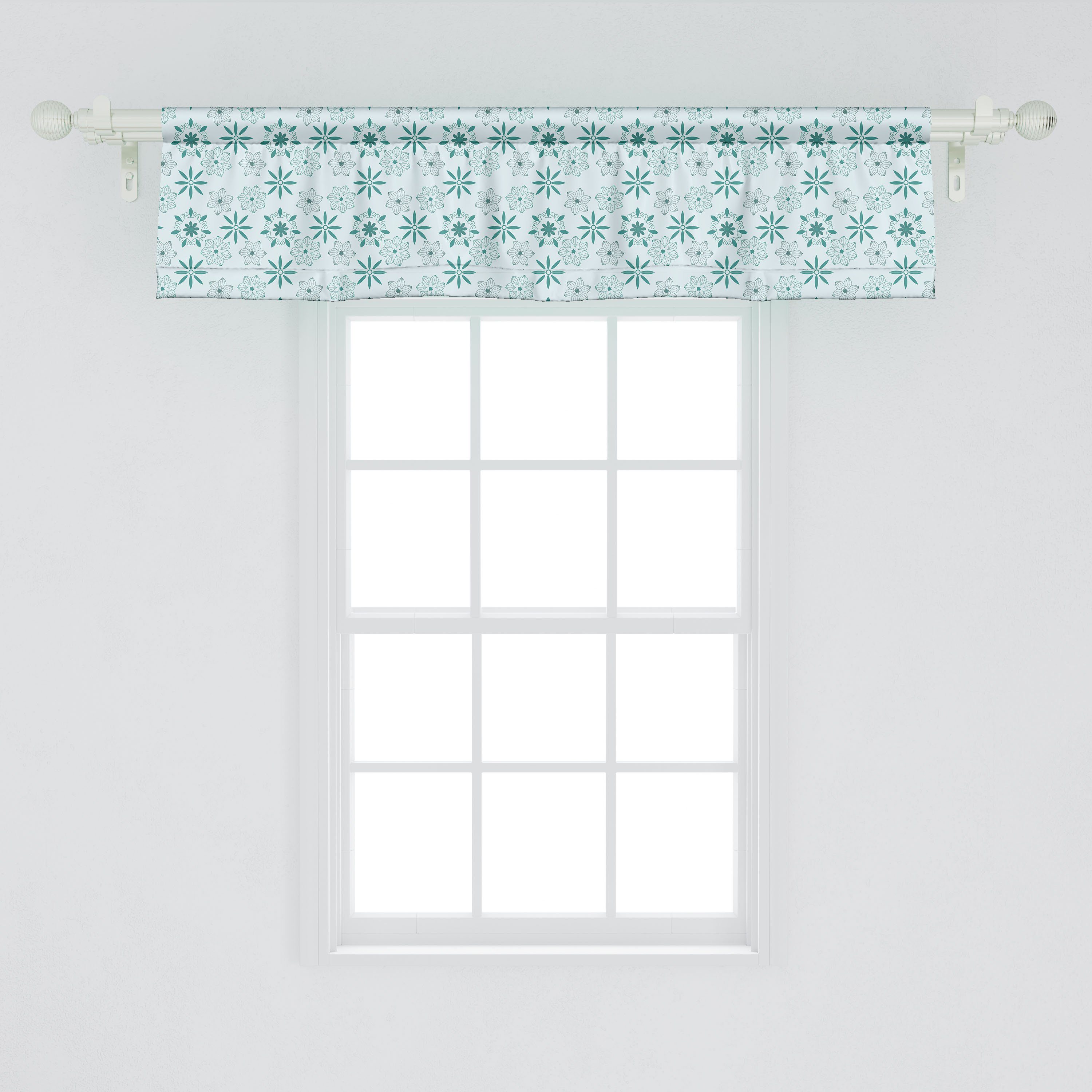 Vorhang Microfaser, mit Blumen Blumen Dekor Abakuhaus, Volant Küche Stangentasche, Symbole für Scheibengardine Kontinuierliche Schlafzimmer