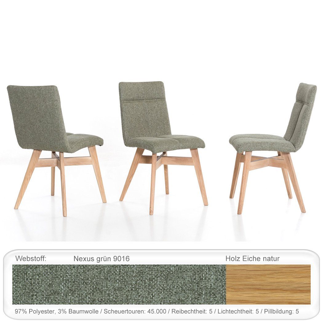 + 4x (komplette 180x90 1, Stuhl Tisch Nexus expendio + 6-tlg), Tischgruppe, Essgruppe rustikal Bank Eiche silber Spar-Set, Aranel Caesar grün