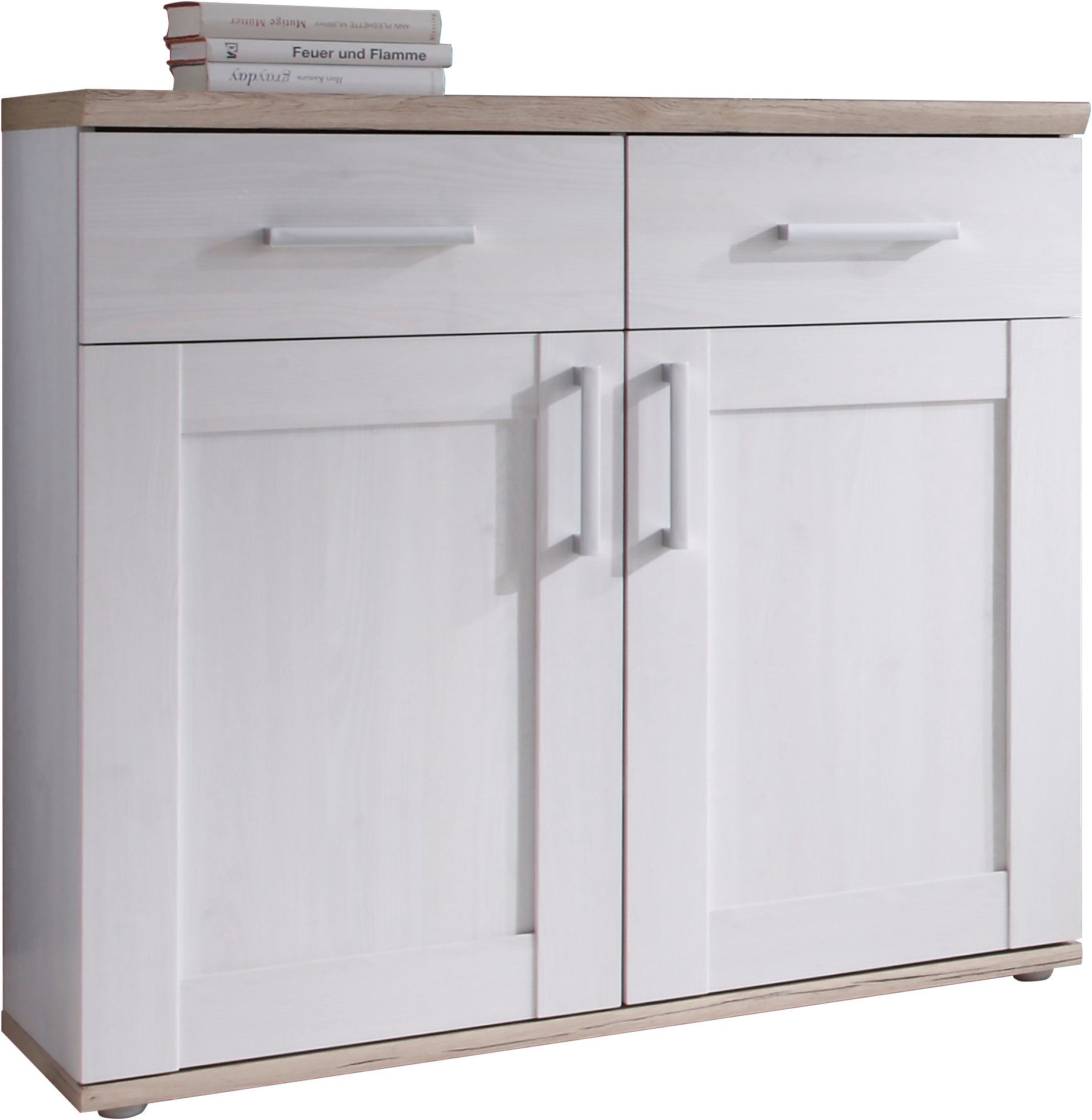 HBZ Schuhschrank Romance im Landhausstil, BxHxT 96x91x39 cm (1-St) Schuhkommode mit 2 Türen, 2 Schubkästen, 2 Einlegeböden
