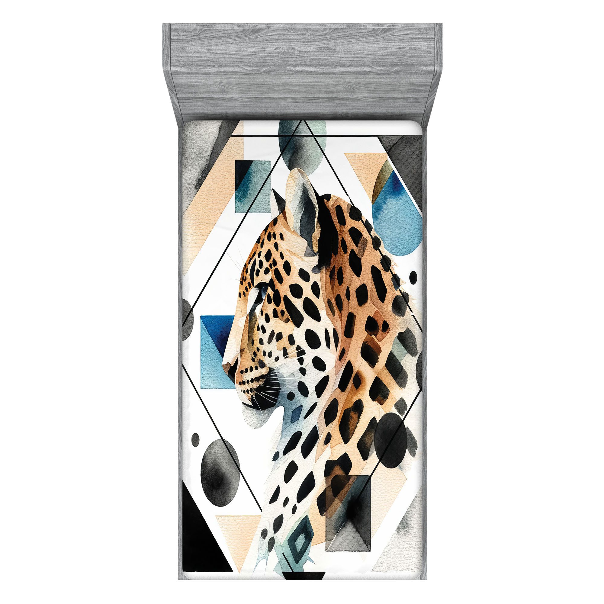 Abakuhaus Spannbettlaken Soft Dekorativer Stoff Bettwäsche Rund-um Elastischer Gummizug, Leopard Aquarell Minimal Modern