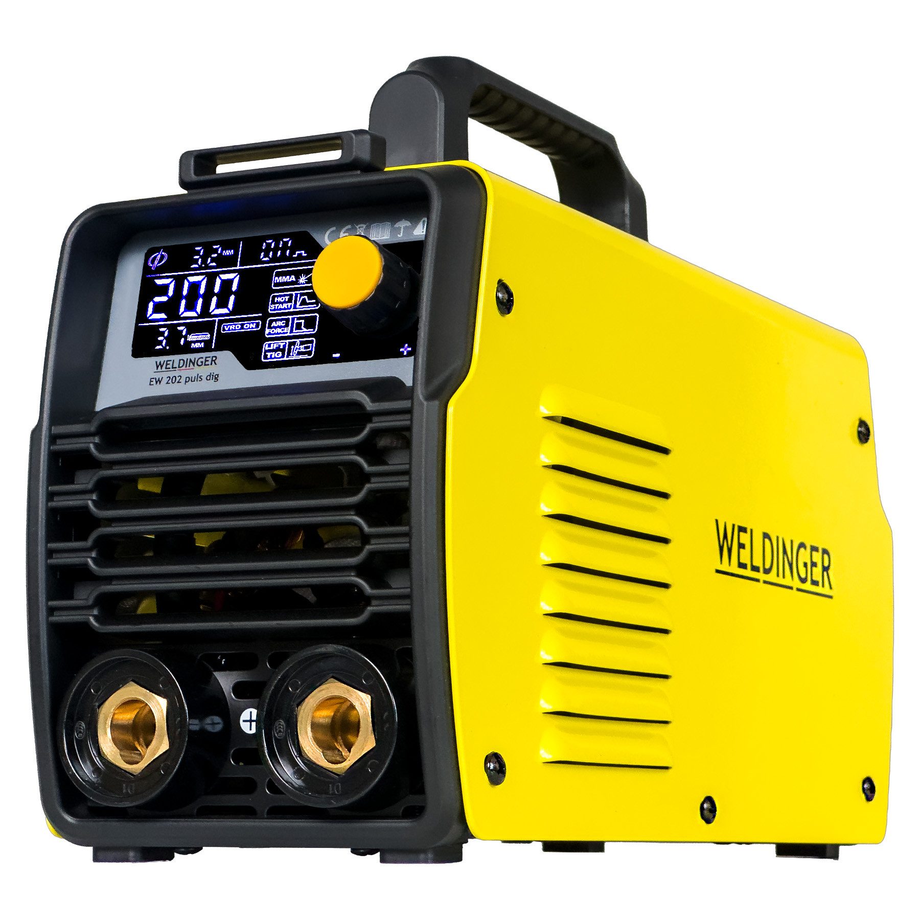 WELDINGER Inverterschweißgerät EW 202 puls dig Elektroden-Schweißinverter 200A MMA Puls DC Lift-WIG, 10 - 200 A, Digitalsteuerung, integrierte WIG-Funktion