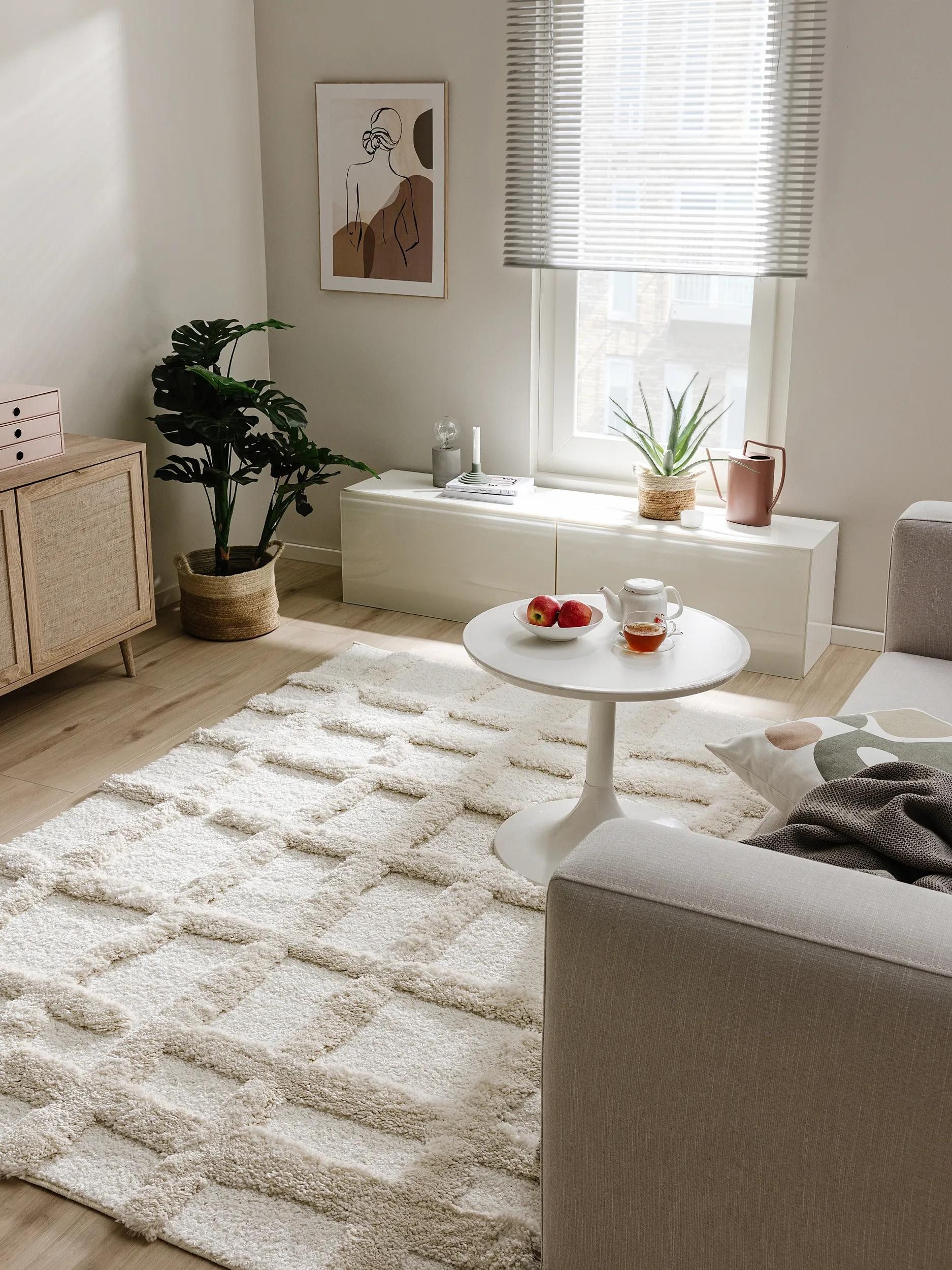 benuta Hochflor-Teppich Tibo, rechteckig, Höhe: 31 mm, Teppich Wohnzimmer, Schlafzimmer, Esszimmer, Flur, Kunstfaser, Cozy