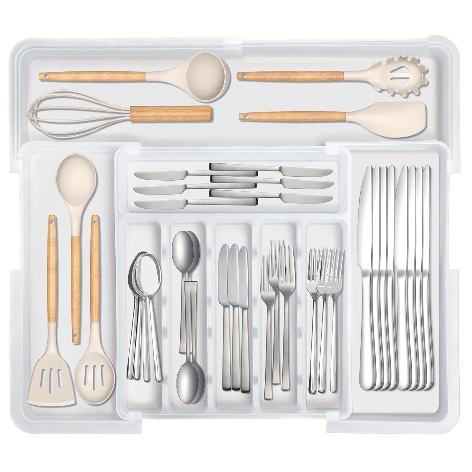 OSTWOLKE Besteckeinsatz Erweiterbarer Besteckkasten für Schubladen für Löff günstig online kaufen