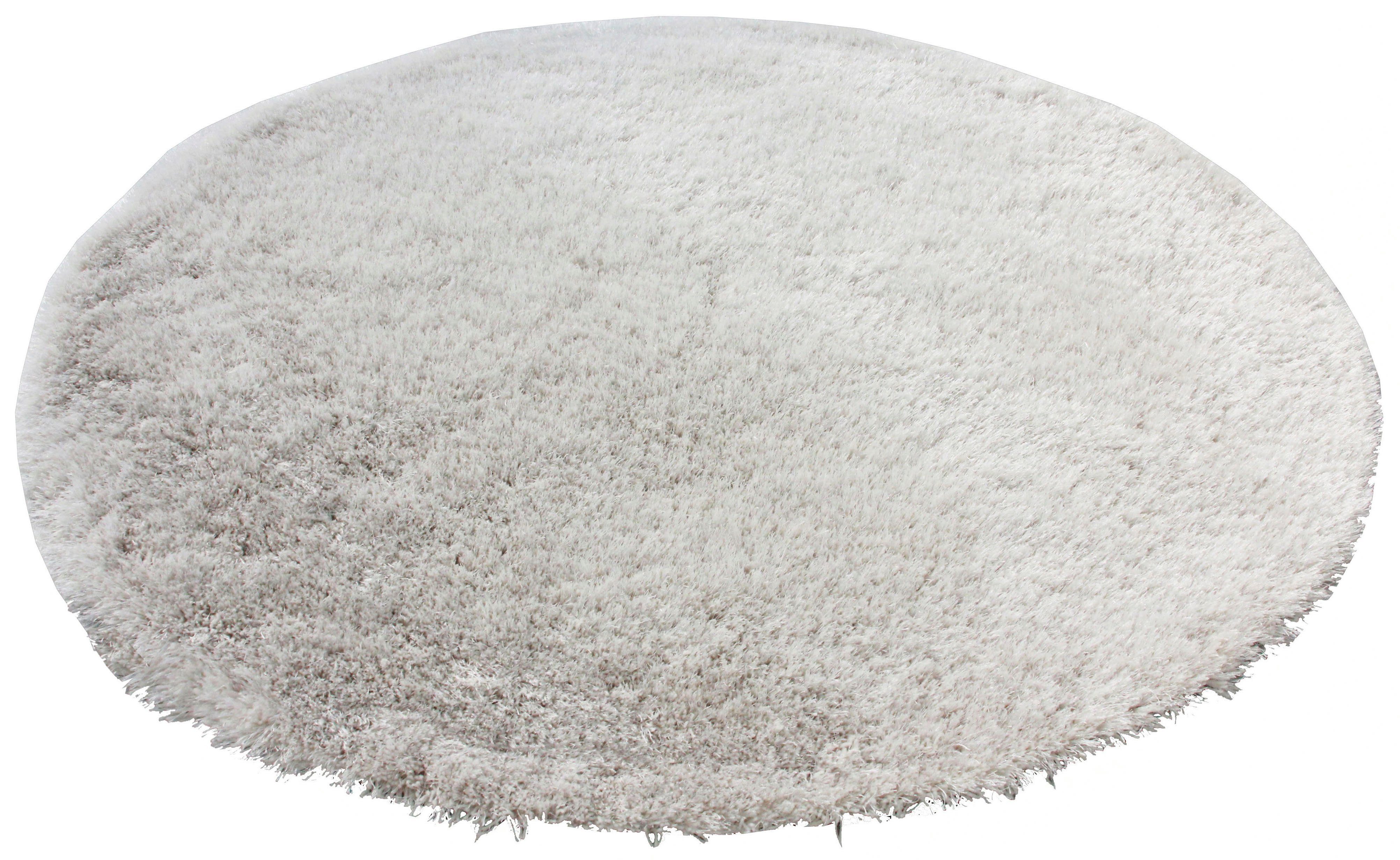 Hochflor-Teppich Lagos, Leonique, rund, Höhe: 45 mm, Mikrofaser, extra flauschig, einfarbig, fußbodenheizungsgeeignet weiß