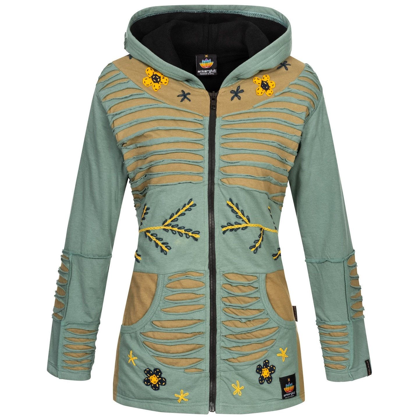 RennerXXL Fleecejacke Ankerglut Nepalliebe Damen Patchwork Jacke - Handarbe günstig online kaufen