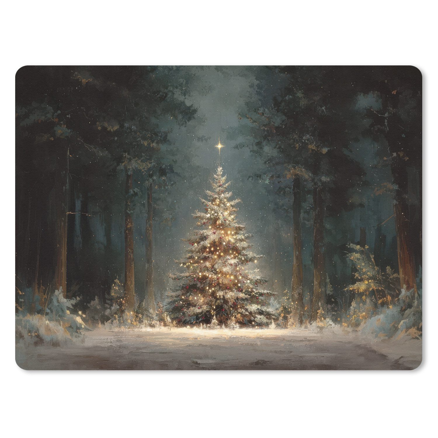 MuchoWow Mauspad Weihnachtsbaum - Wald - Schnee - mehrfarbig (1-St), Büro für Tastatur und Maus, Mousepad Gaming, 40x30 cm