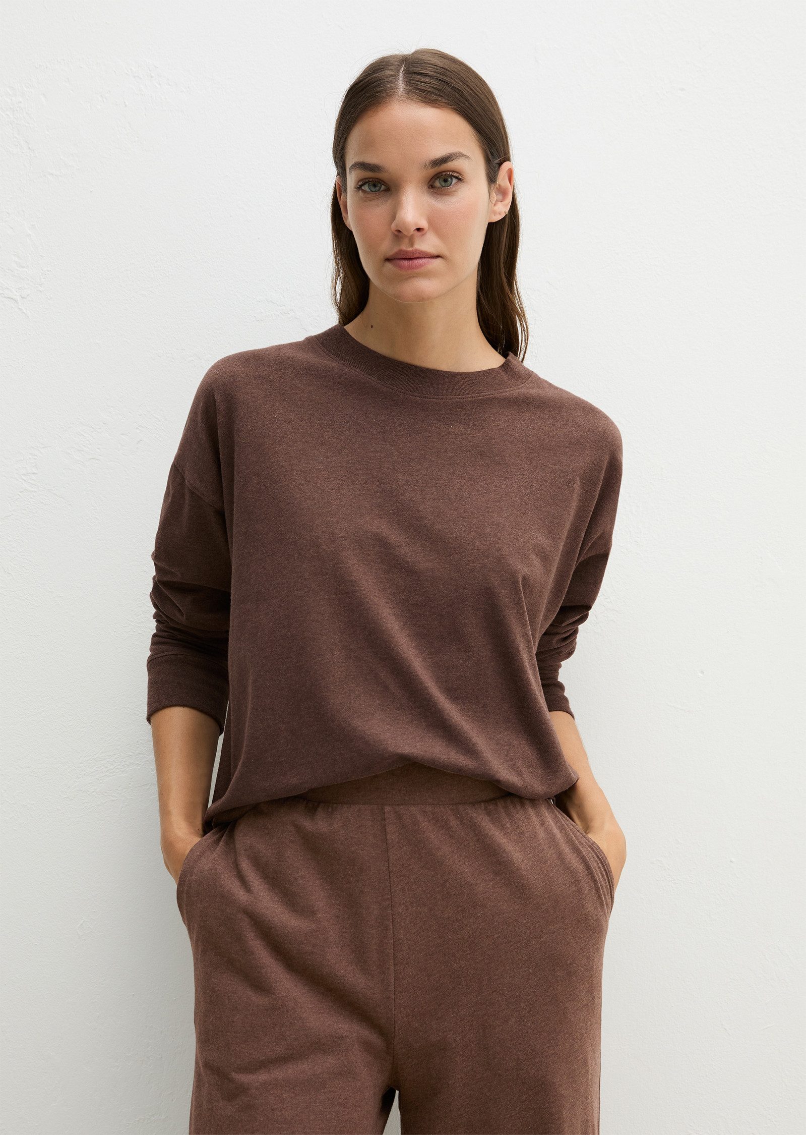 Marc O'Polo Pyjamaoberteil lässige Passform, Langarm, für Homewear, aus Jersey, mit Rundhals